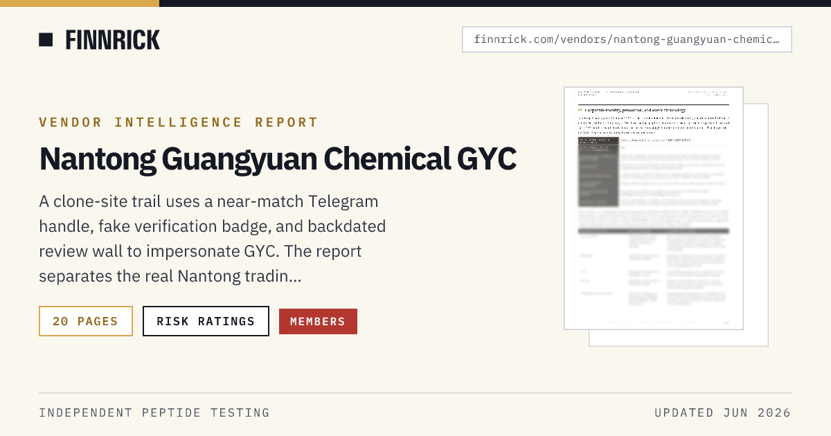 Vendor Intelligence Report: Nantong Guangyuan Chemical GYC · Finnrick