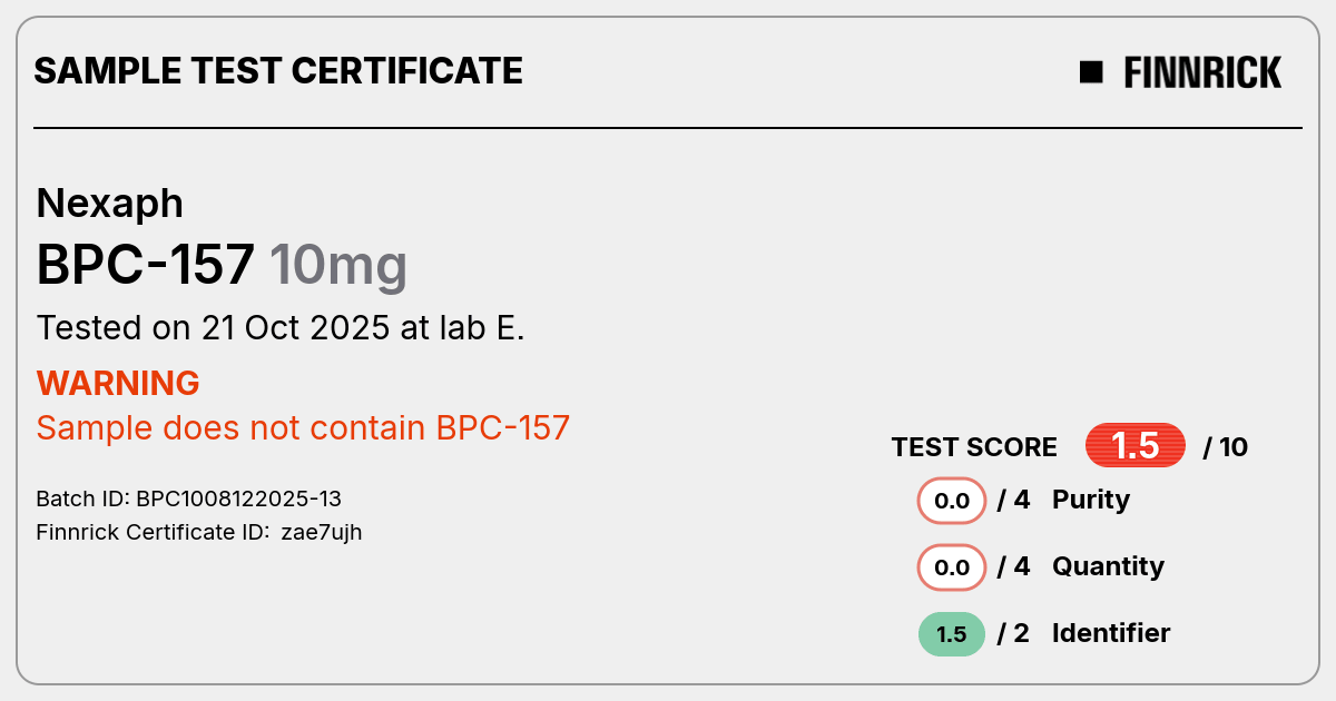 BPC-157 by Nexaph - Test Certificate