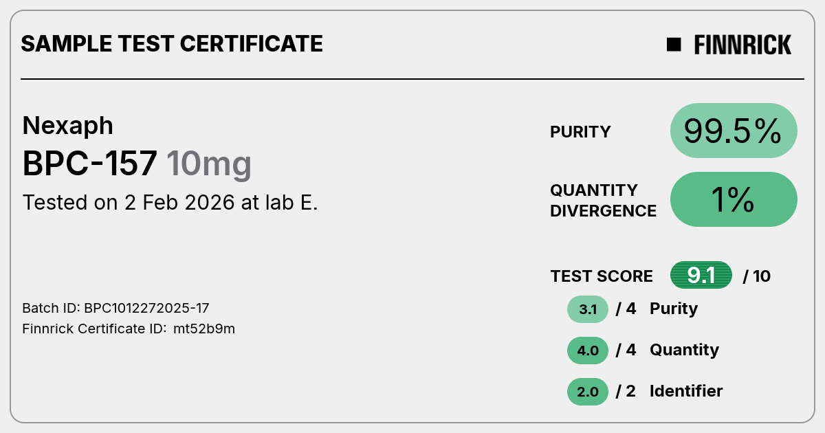 BPC-157 by Nexaph - Test Certificate