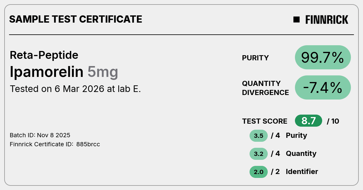 reta and ipamorelin Ipamorelin by Reta-Peptide - Test Certificate