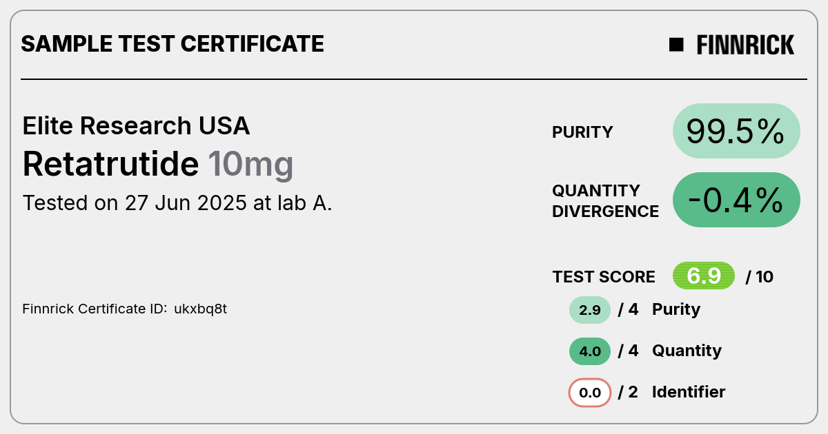 retatrutide elite research Retatrutide by Elite Research USA - Test Certificate
