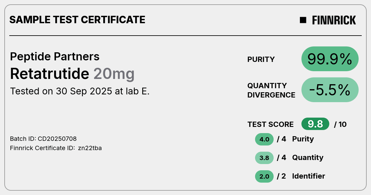 peptide partners retatrutide Retatrutide by Peptide Partners - Test Certificate