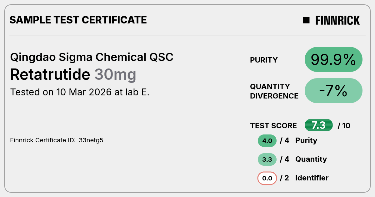 qsc retatrutide Retatrutide by Qingdao Sigma Chemical QSC - Test Certificate