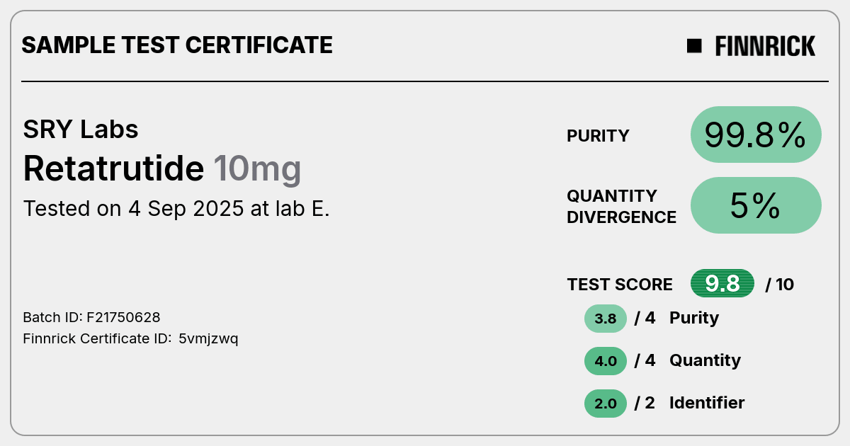 sry retatrutide Retatrutide by SRY Labs - Test Certificate sry retatrutide Retatrutide by SRY Labs - Test Certificate