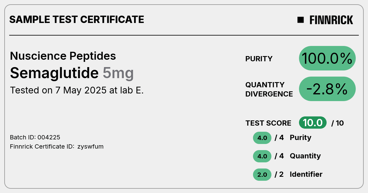 nuscience peptides semaglutide Semaglutide by Nuscience Peptides - Test Certificate