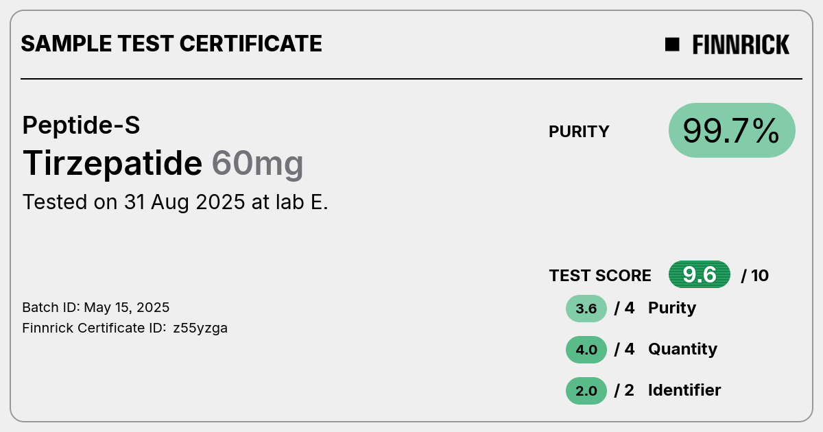 tirzepatide peptide 60mg Tirzepatide by Peptide-S - Test Certificate